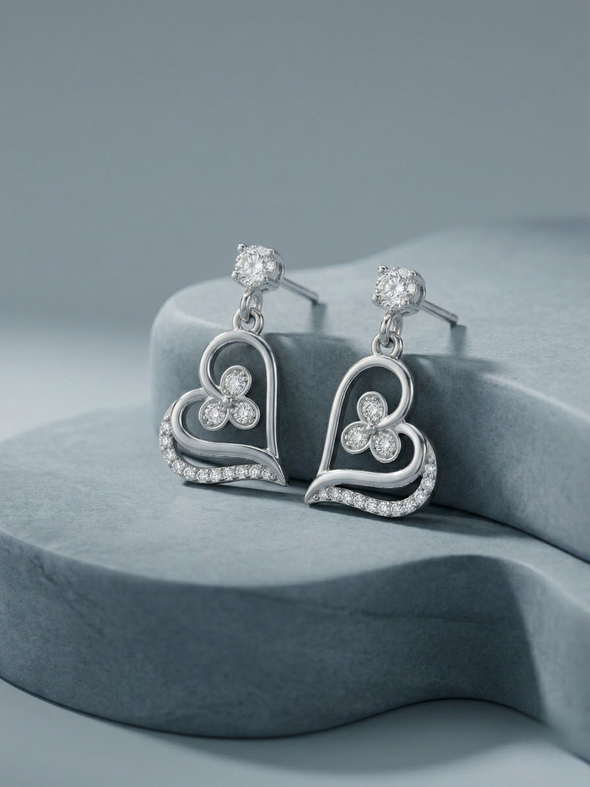 Silver Heart Danglers
