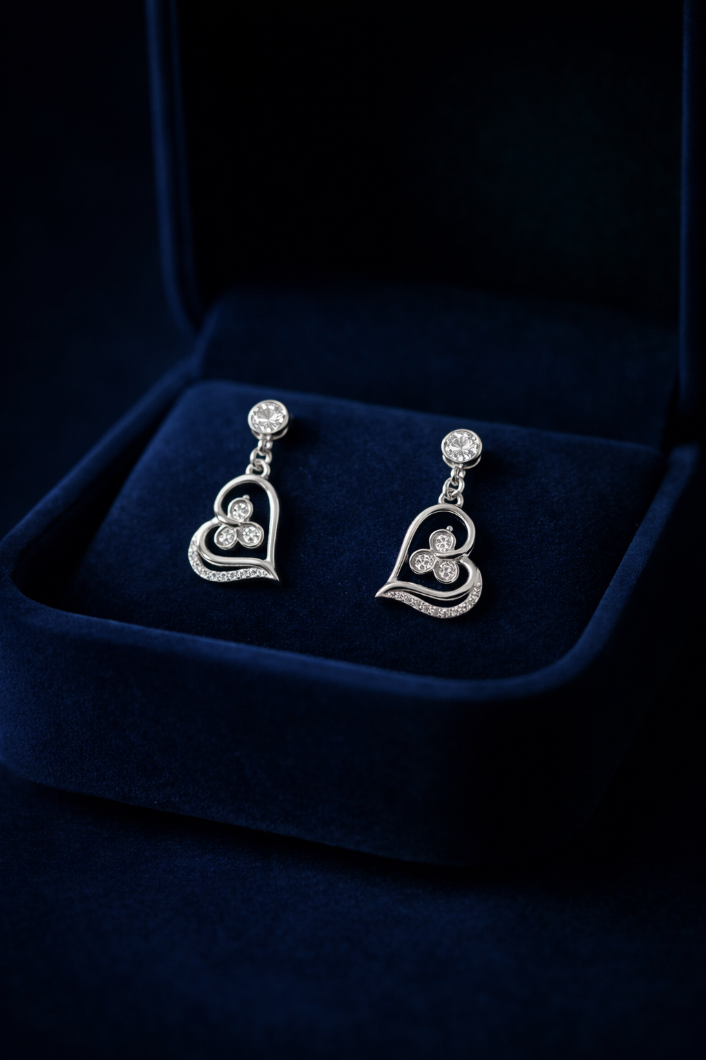 Silver Heart Danglers