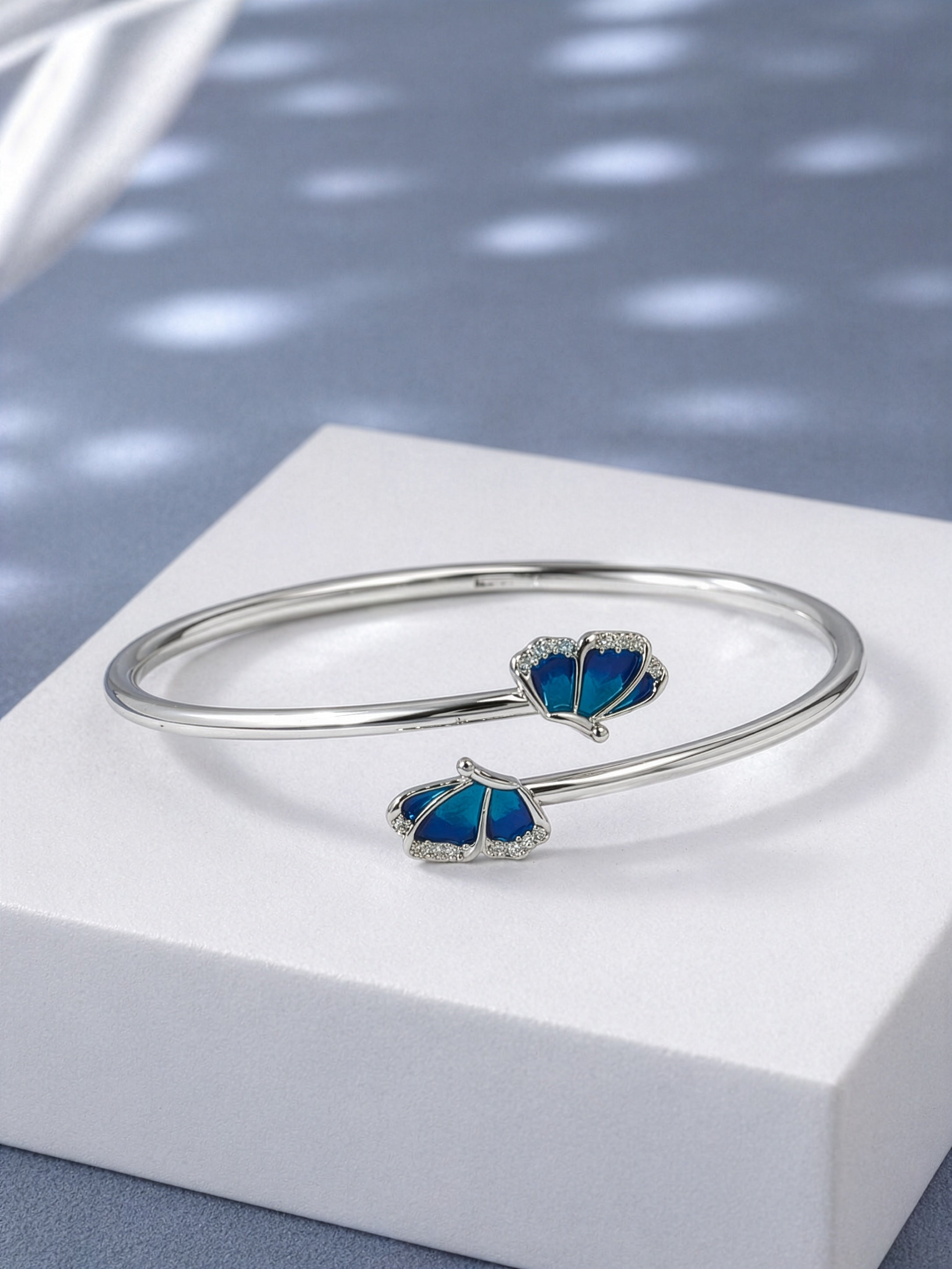 Blue Butterfly Silver Bracelet