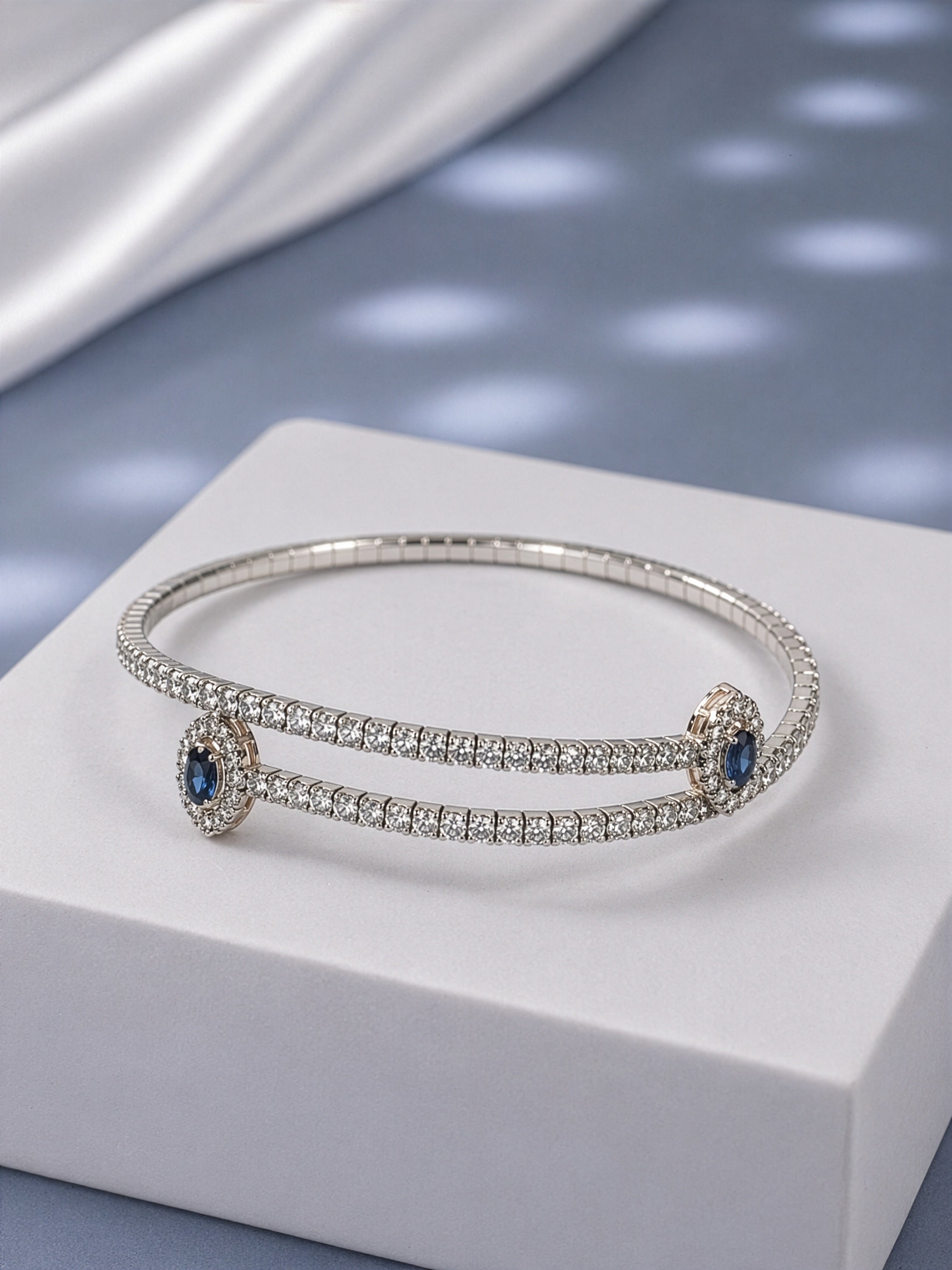 Midnight Halo Crystal Cuff Bracelet
