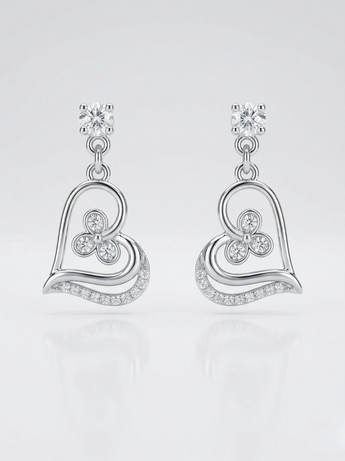 Silver Heart Danglers