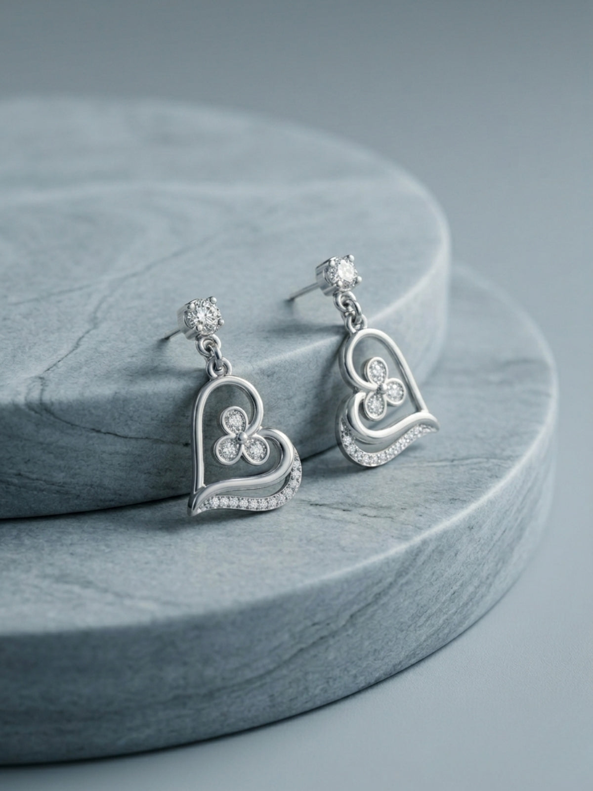 Silver Heart Danglers