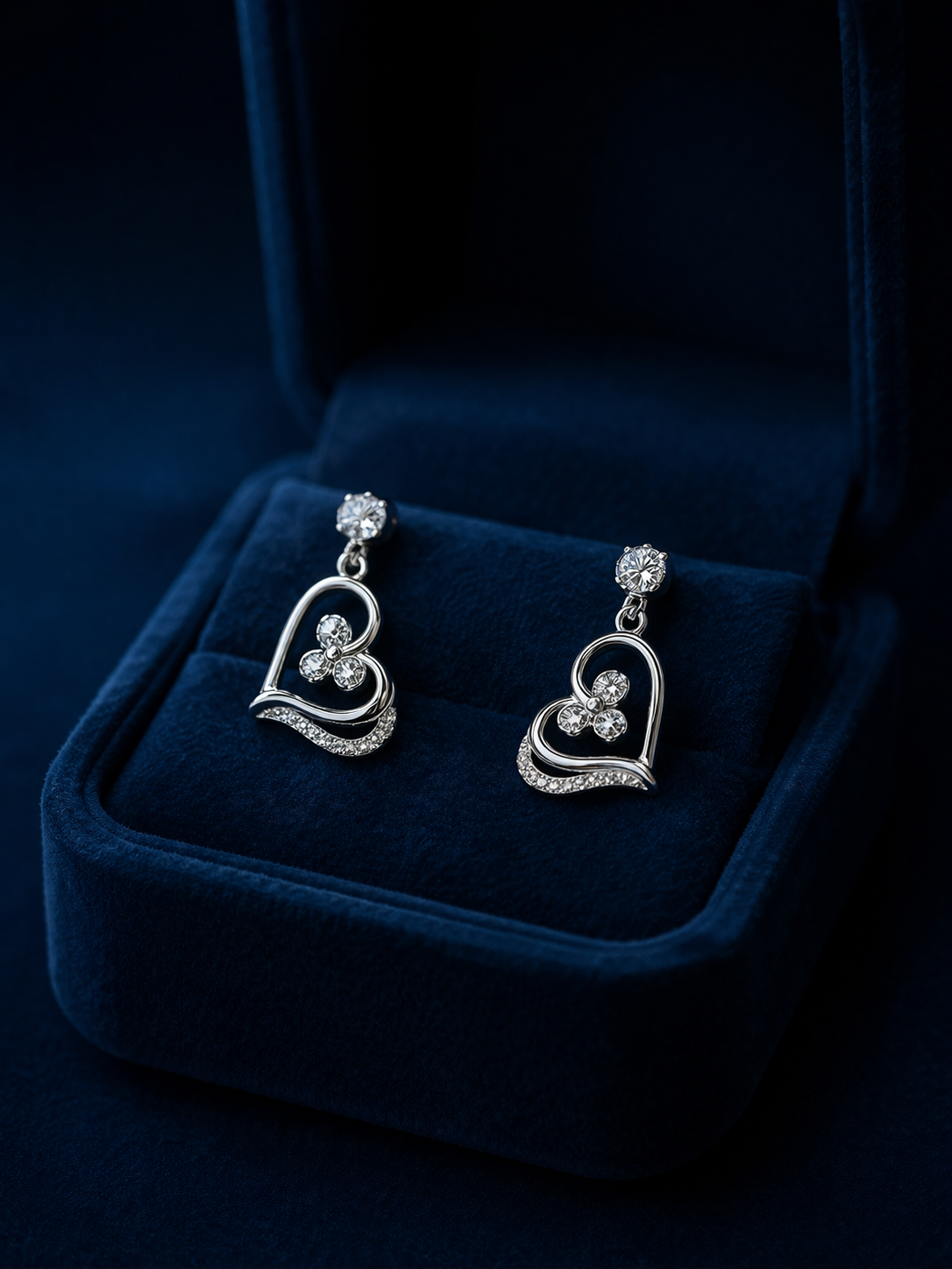 Silver Heart Danglers