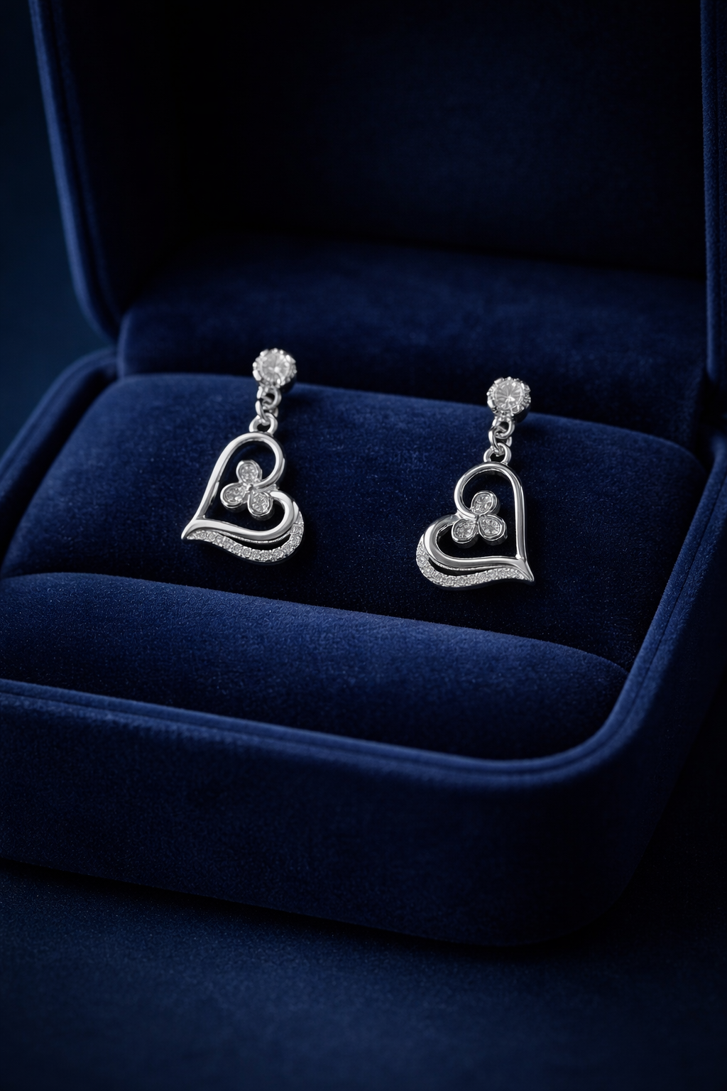 Silver Heart Danglers