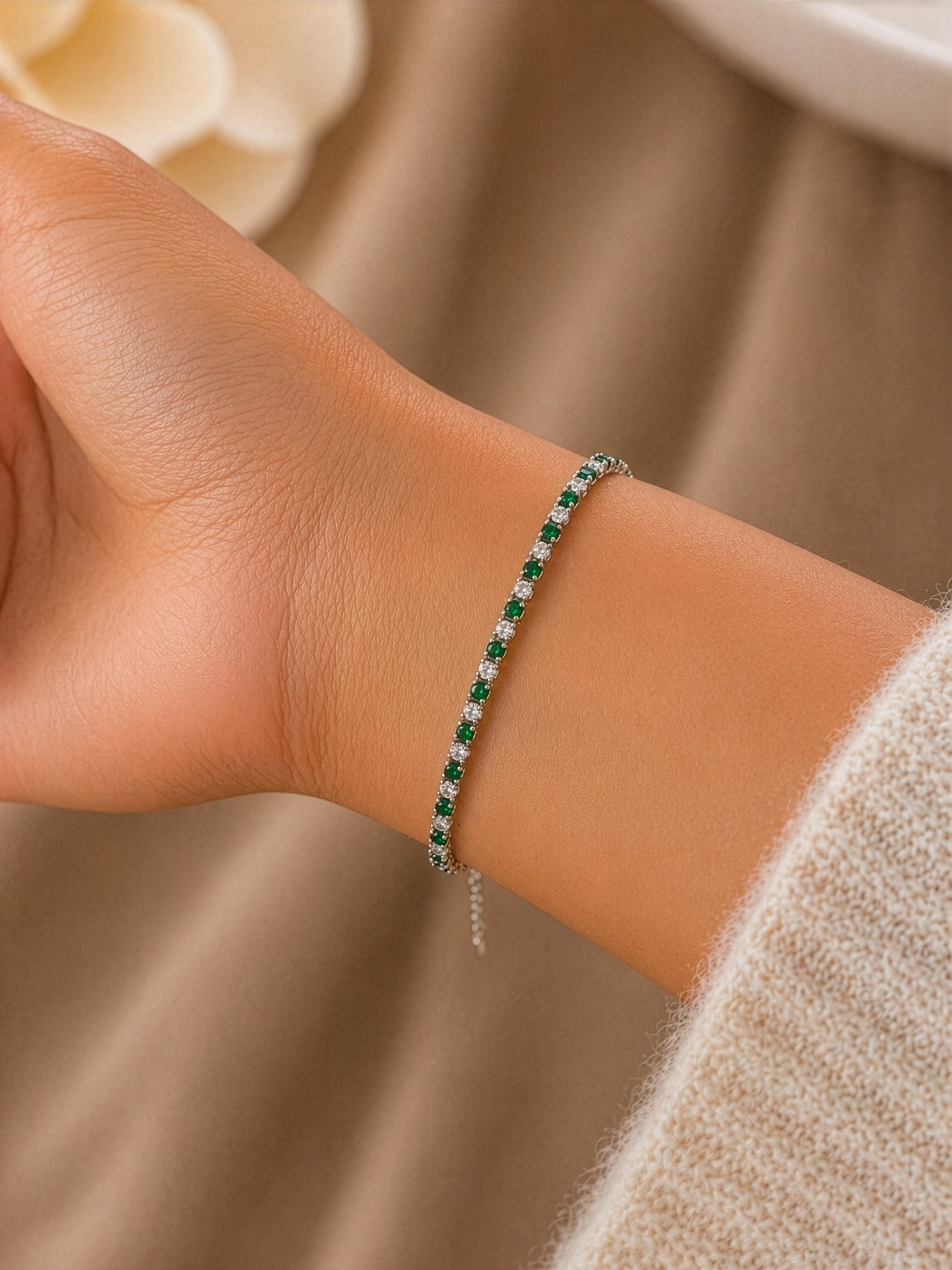 Emerald Glow Tennis Bracelet