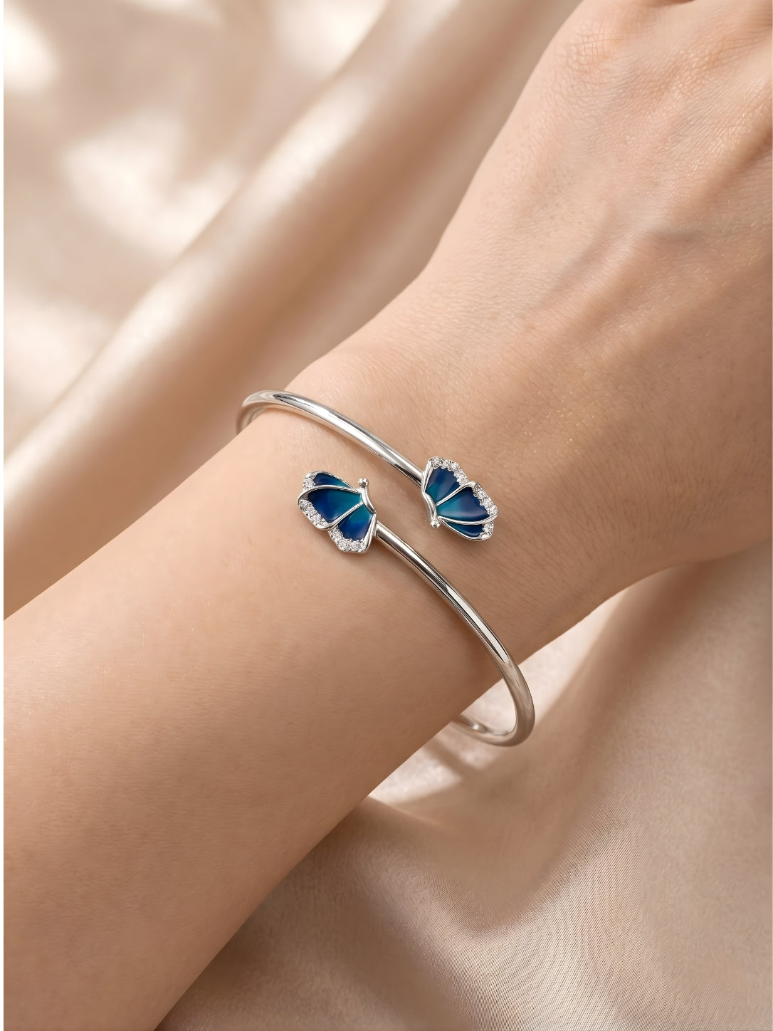 Blue Butterfly Silver Bracelet