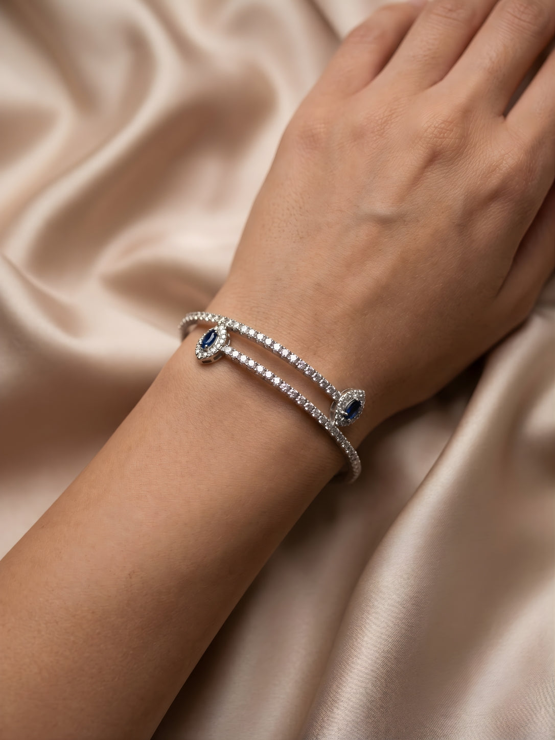 Midnight Halo Crystal Cuff Bracelet
