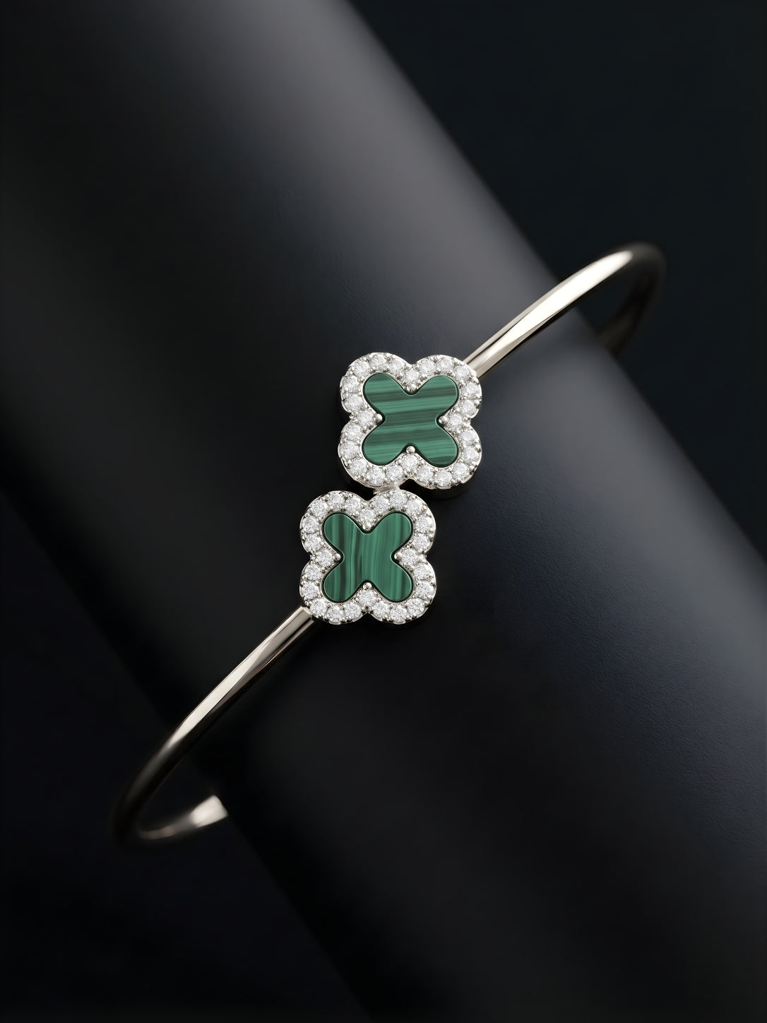 Emerald Clover Silver Bracelet