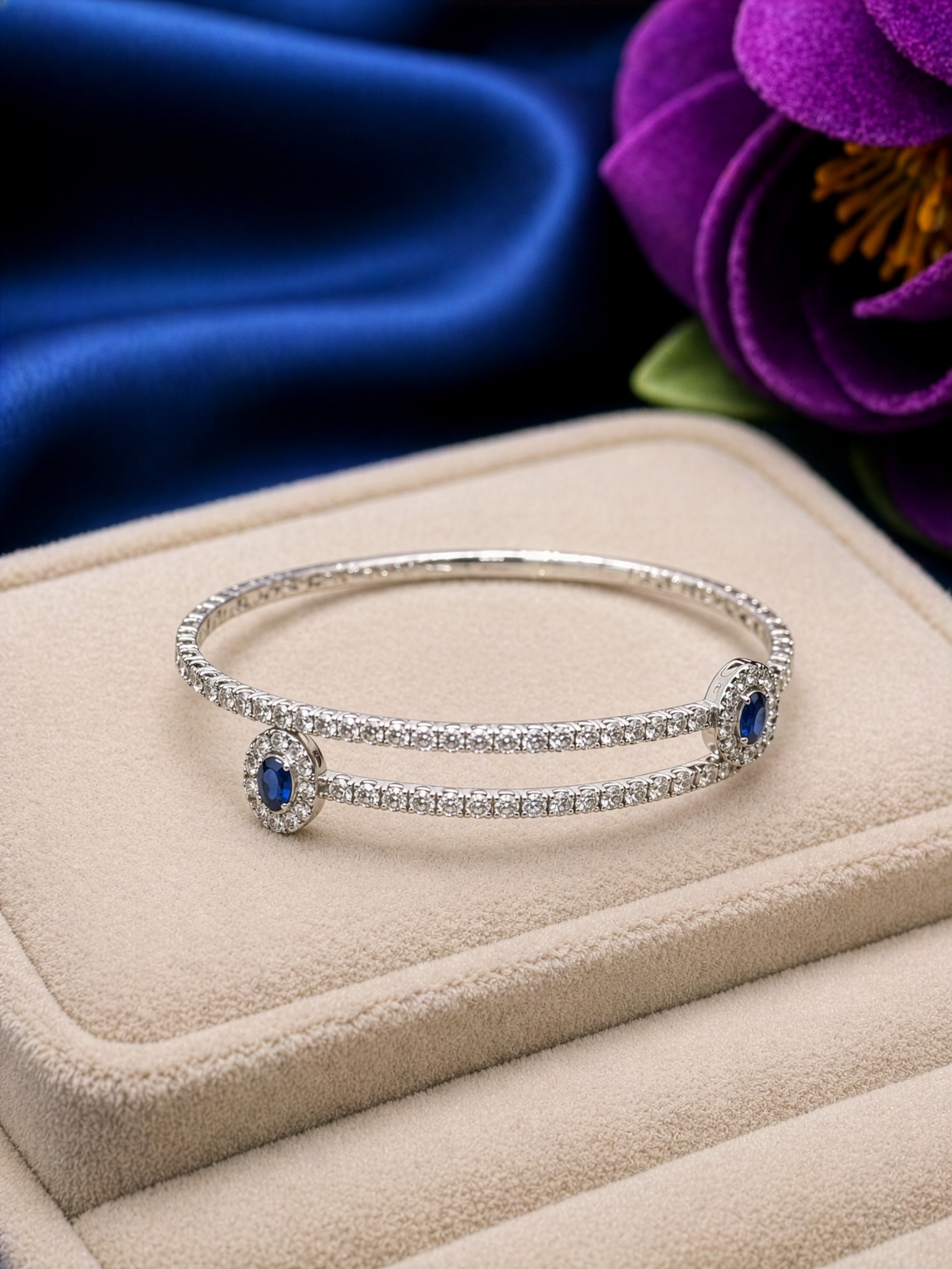 Midnight Halo Crystal Cuff Bracelet