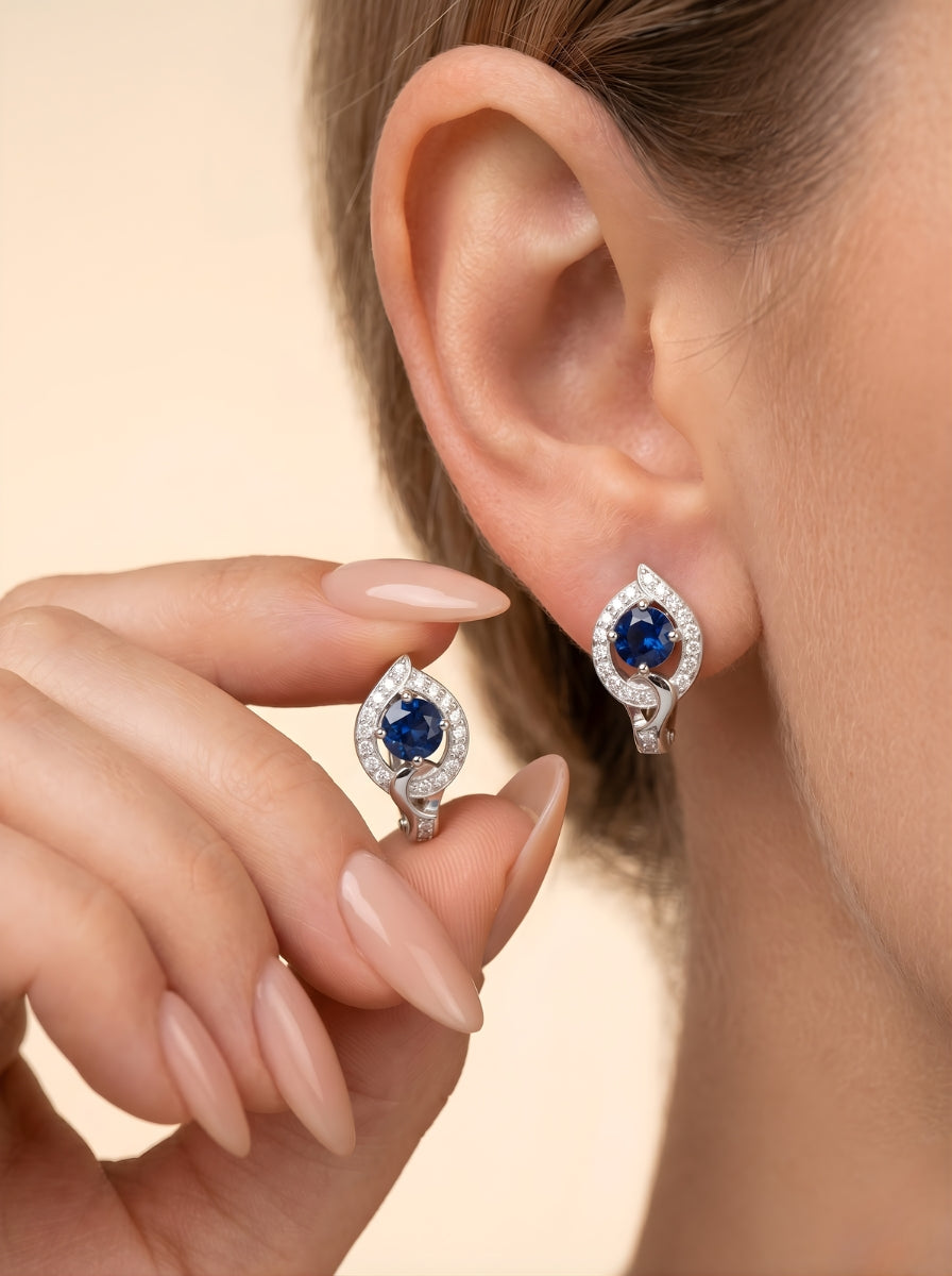 Midnight Blue Halo Earrings