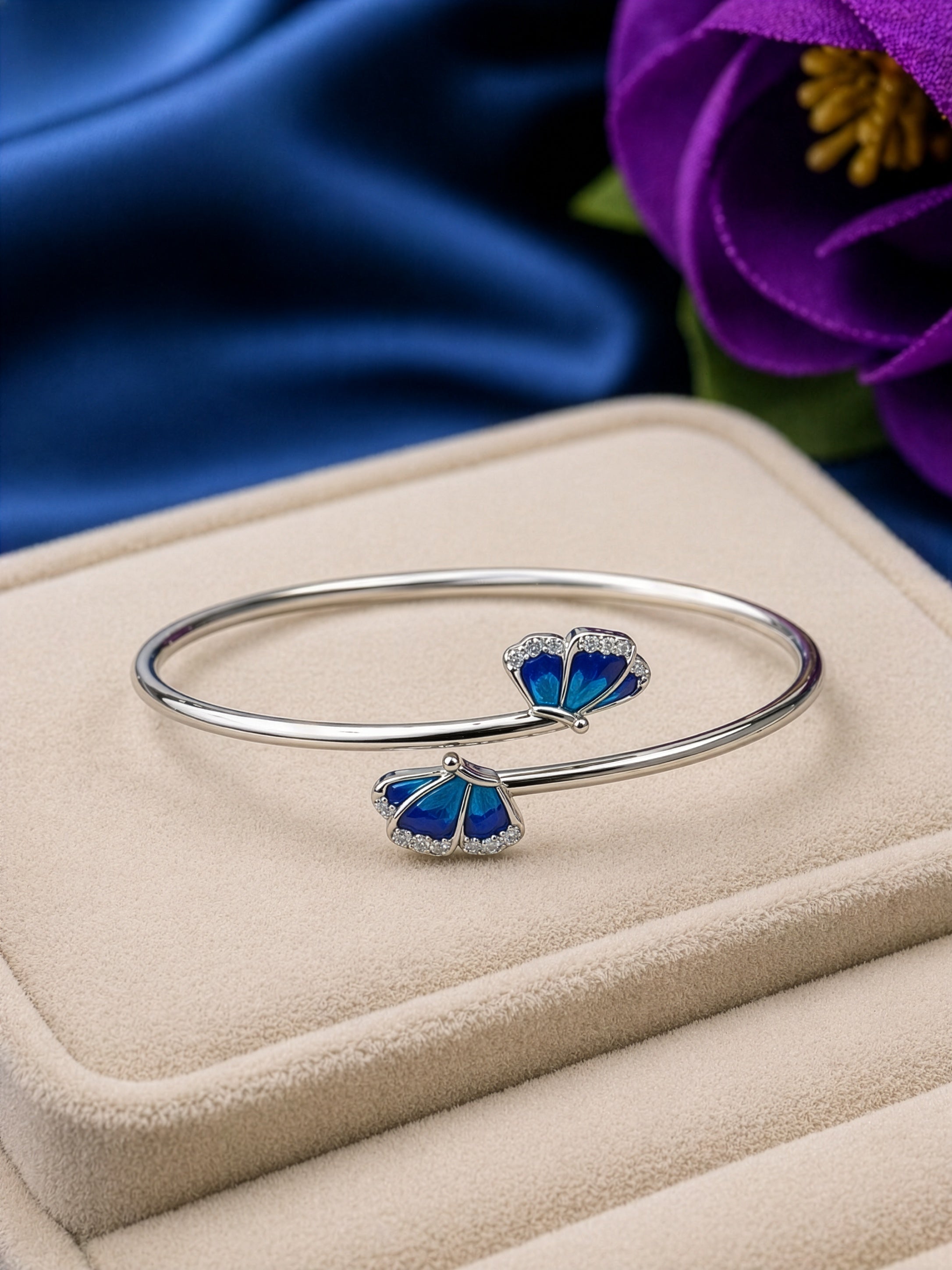 Blue Butterfly Silver Bracelet