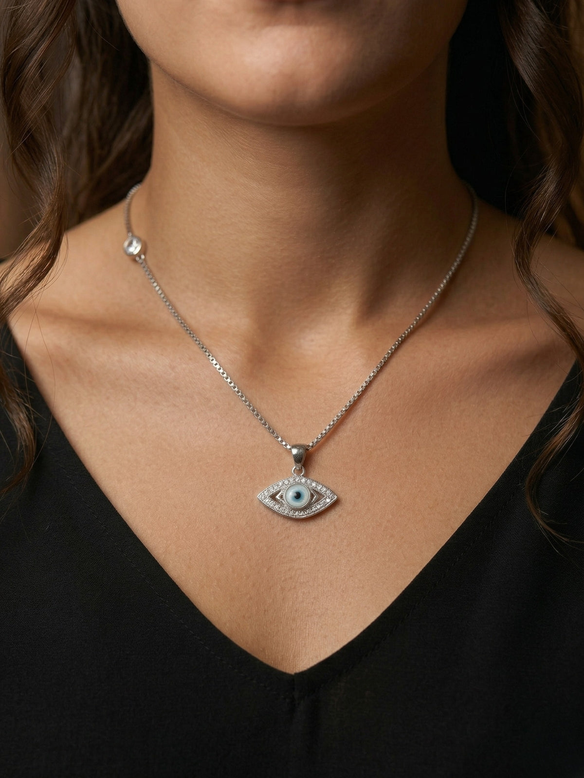 Silver Evil Eye Necklace